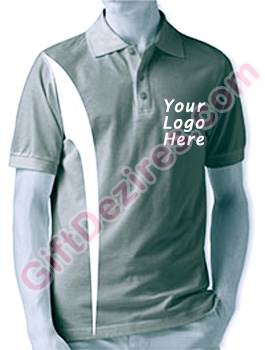 Designer Grey Heather and White Color Printed Logo T Shirts